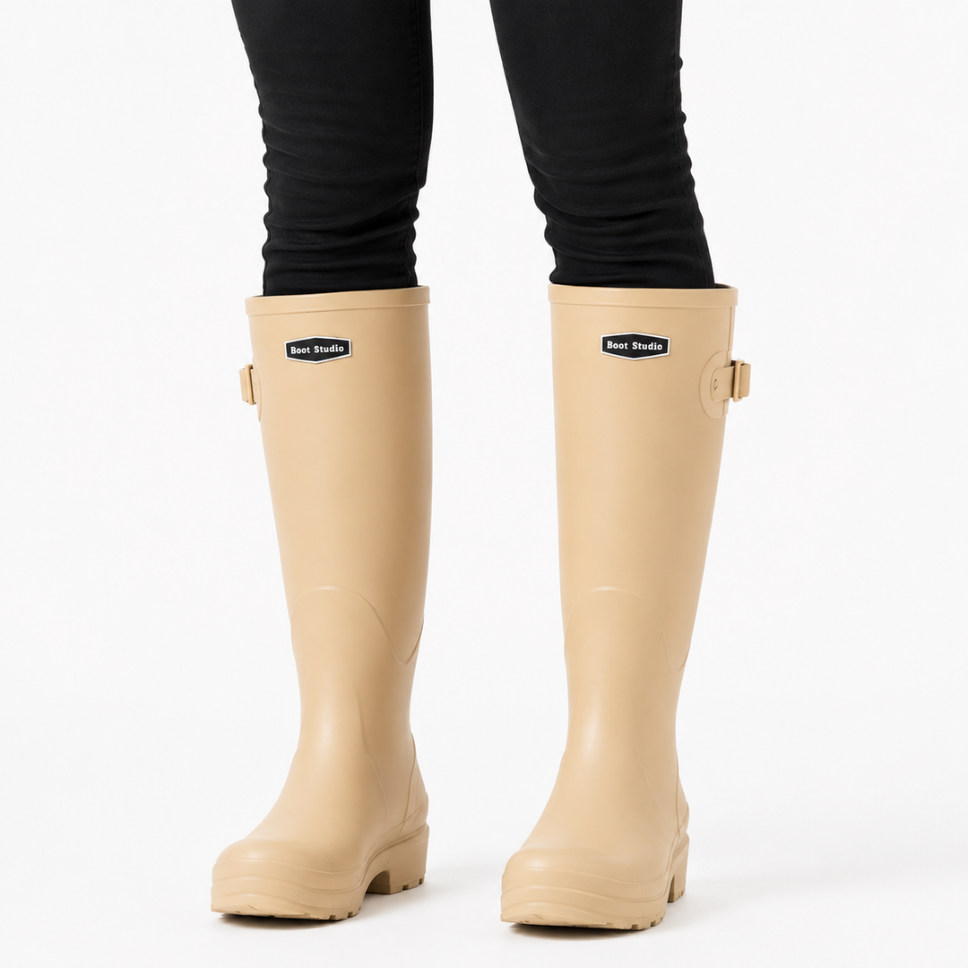 Damen Stiefeletten wasserdicht für regnerische Tage in Beige