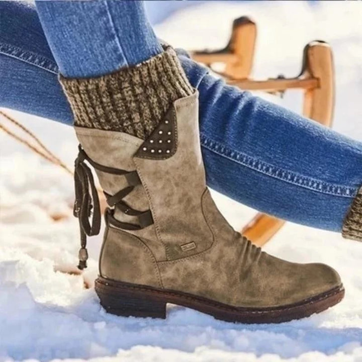 Damen Stiefeletten Wasserdicht Mit Reißverschluss in Khaki