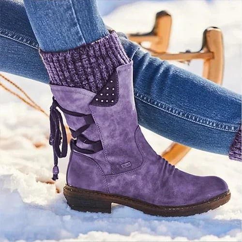 Damen Stiefeletten Wasserdicht Mit Reißverschluss in Lila