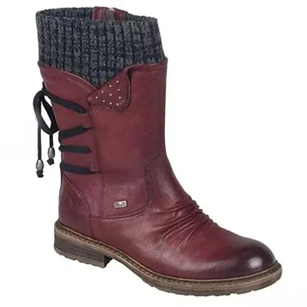Damen Stiefeletten Wasserdicht Mit Reißverschluss in Rot