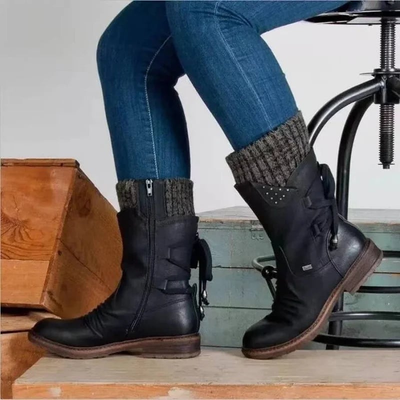 Damen Stiefeletten Wasserdicht Mit Reißverschluss in Schwarz
