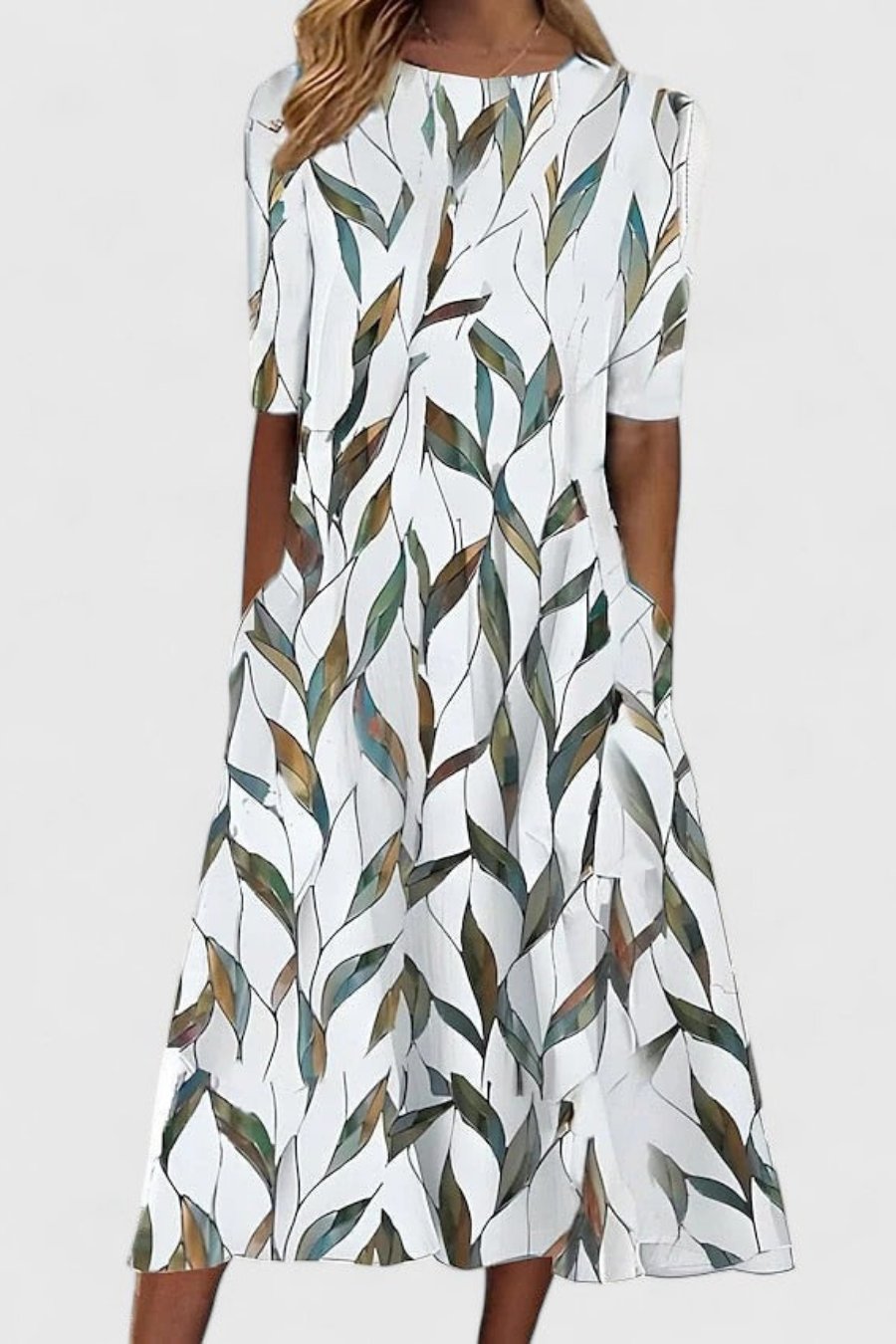 Damen Strandkleid aus Baumwolle in Midilänge in White 2
