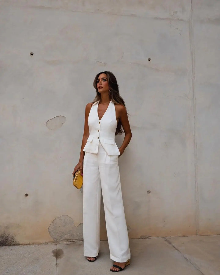 Damen Streetwear Set im eleganten Stil in Weiß