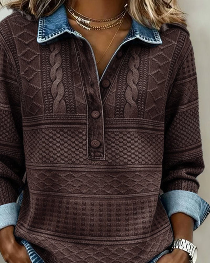Damen Strick-Pullover mit Halbknopf für den Alltag (4)