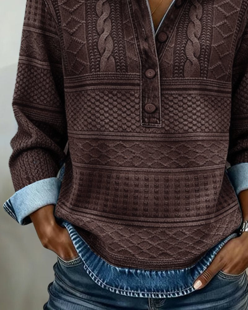 Damen Strick-Pullover mit Halbknopf für den Alltag (5)