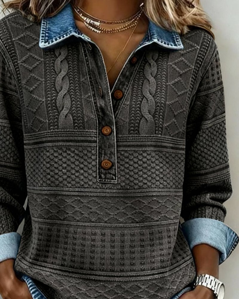 Damen Strick-Pullover mit Halbknopf für den Alltag (6)