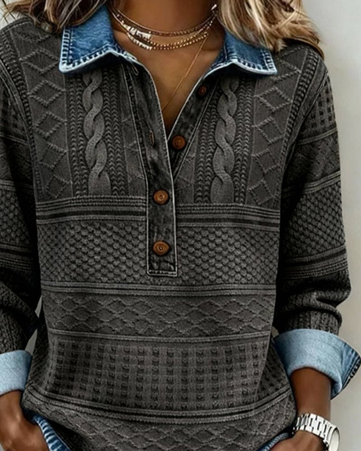 Damen Strick-Pullover mit Halbknopf für den Alltag (6)