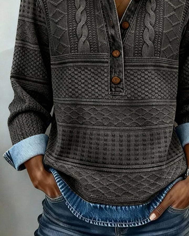 Damen Strick-Pullover mit Halbknopf für den Alltag (7)