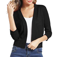 Laura | Damen Strickjacke 3/4-Ärmel mit offener Front