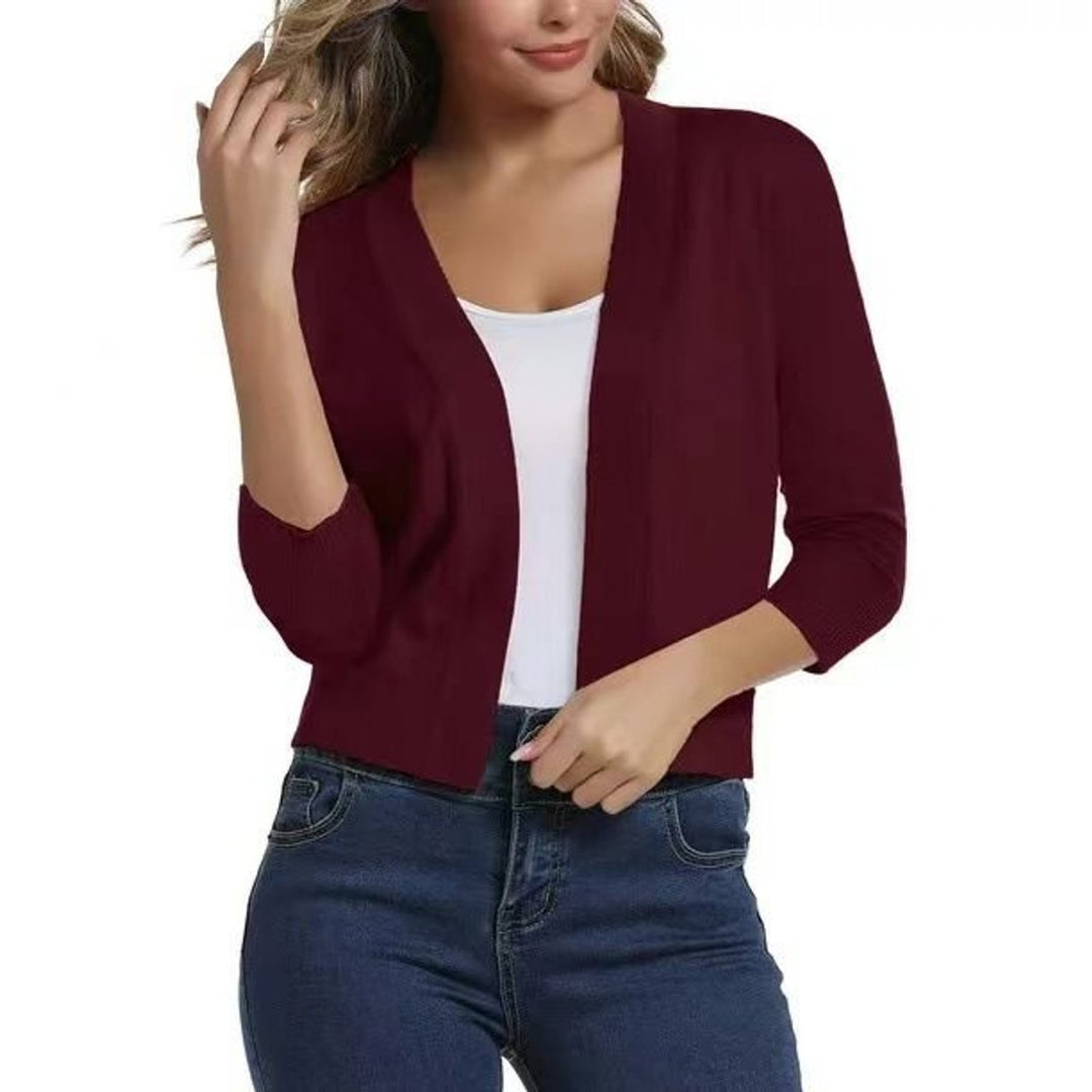 Damen Strickjacke 3/4-Ärmel mit offener Front (18)