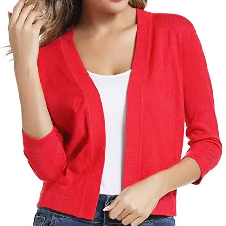 Damen Strickjacke 3/4-Ärmel mit offener Front (19)
