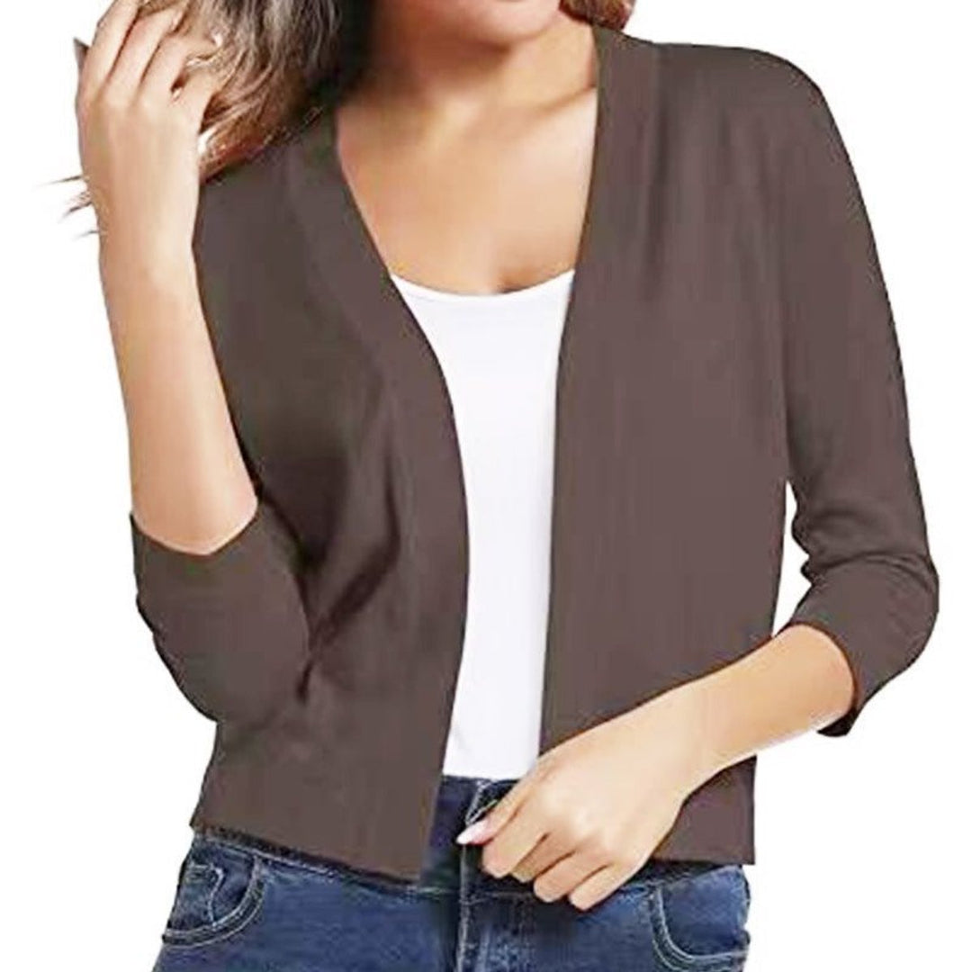 Damen Strickjacke 3/4-Ärmel mit offener Front (20)