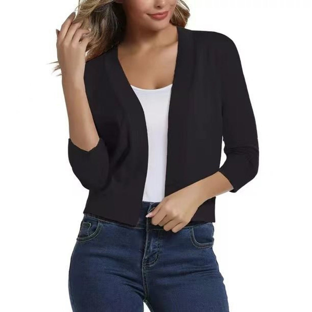 Damen Strickjacke 3/4-Ärmel mit offener Front (3)