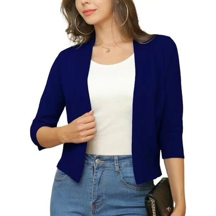 Damen Strickjacke 3/4-Ärmel mit offener Front in Mondsee Blue