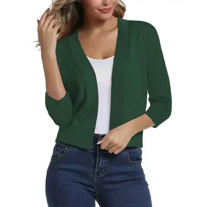 Damen Strickjacke 3/4-Ärmel mit offener Front in Wood Green