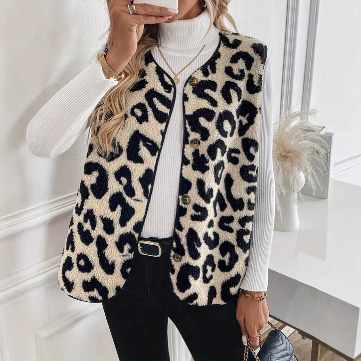 Damen Strickjacke ärmellos im Musterlook (4)