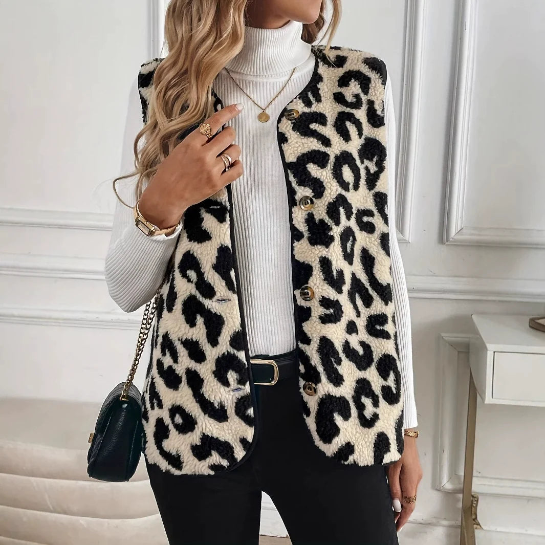 Damen Strickjacke ärmellos im Musterlook in Beige