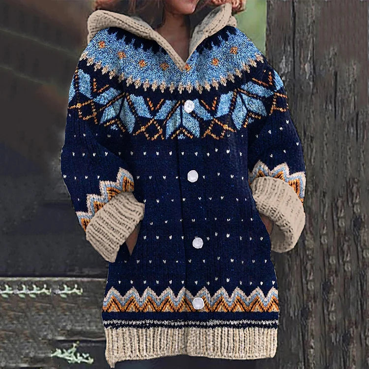 Damen Strickjacke aus feiner Wolle in Blau