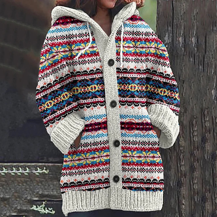Damen Strickjacke aus feiner Wolle in Mehrfarbig