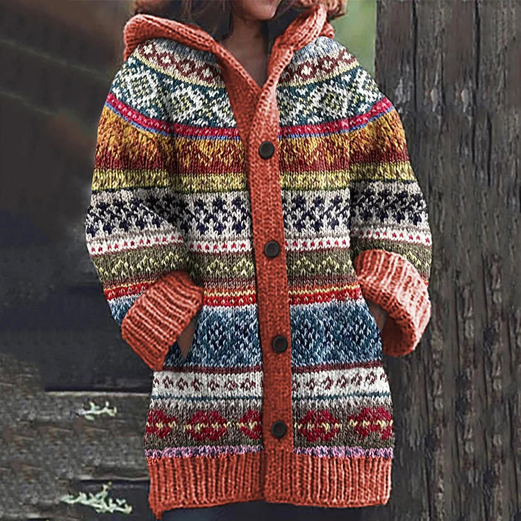 Damen Strickjacke aus feiner Wolle in Orange