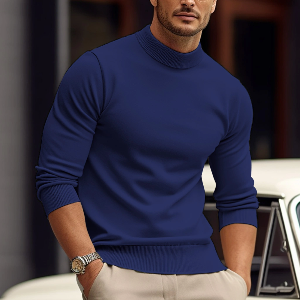 Damen Strickjacke aus Feinstrick mit Rollkragen in Marineblau