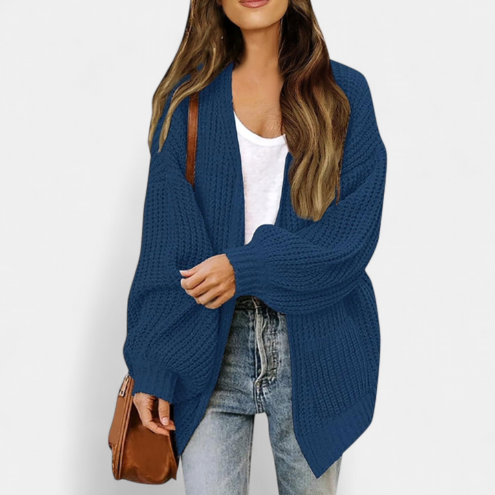 Damen Strickjacke aus Grobstrick zum Überziehen in Dunkelblau