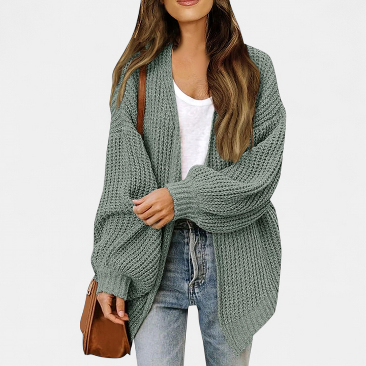 Damen Strickjacke aus Grobstrick zum Überziehen in Hellgrün