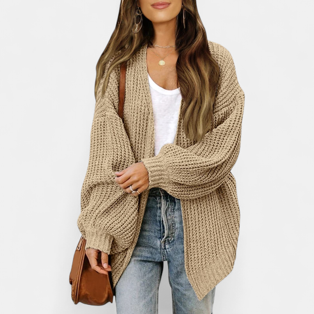 Damen Strickjacke aus Grobstrick zum Überziehen in Khaki
