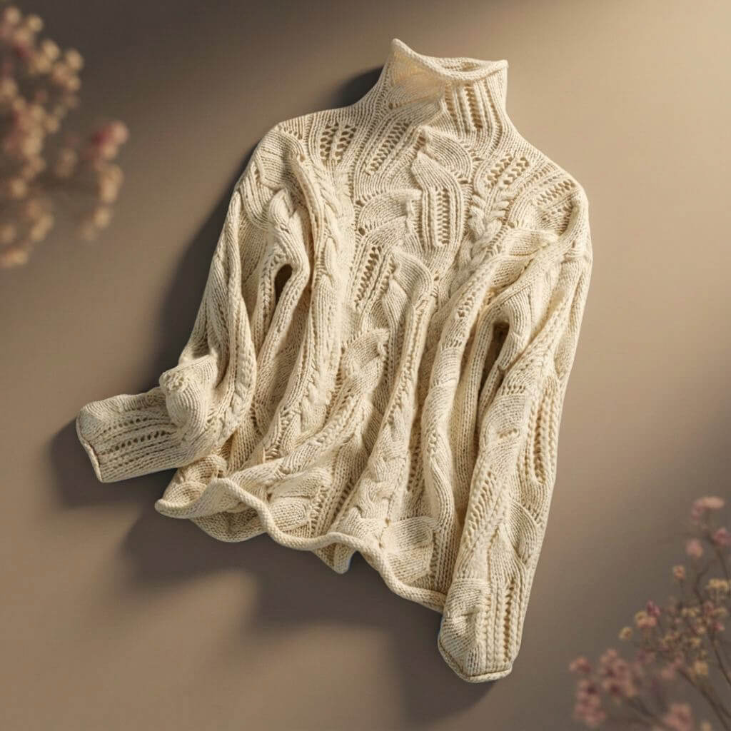 Damen Strickjacke aus Merinowolle mit Musterstrick in Creme