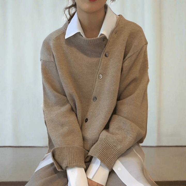 Damen Strickjacke aus weichem Material zum Schichten in Beige