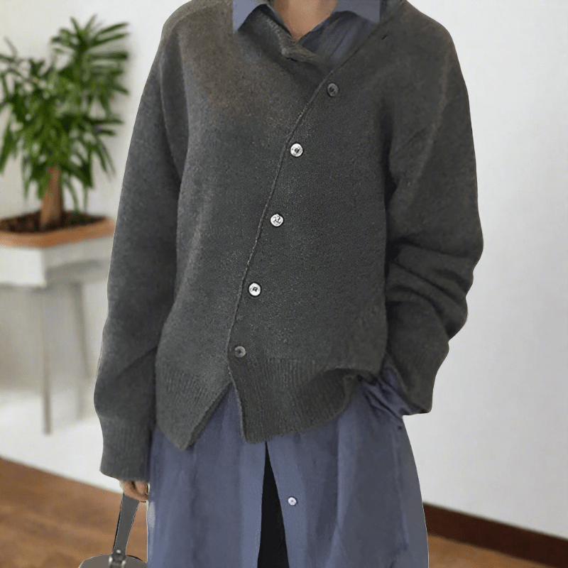Damen Strickjacke aus weichem Material zum Schichten in Grau