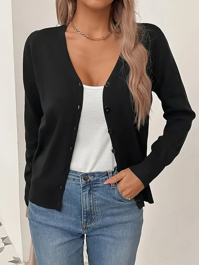 Damen Strickjacke aus weicher Viskose für Herbst in Schwarz