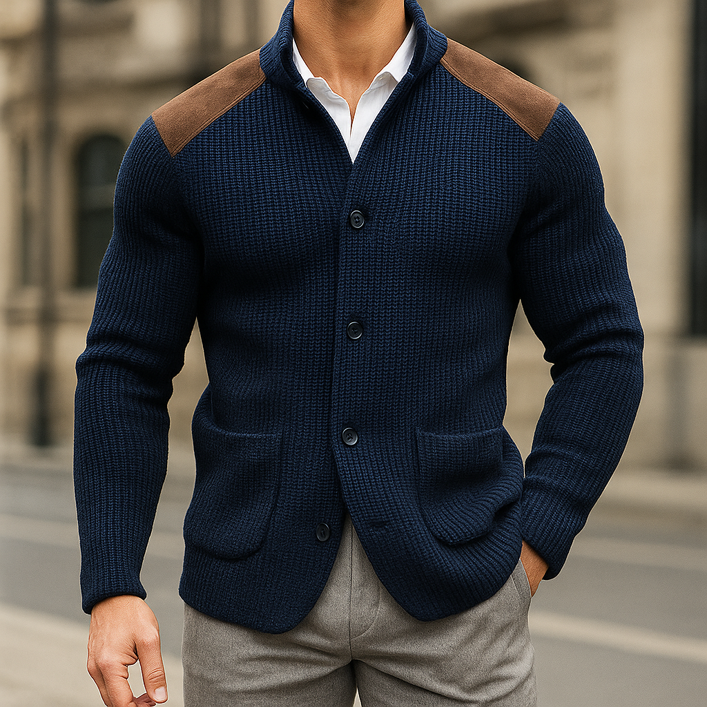 Damen Strickjacke elegant strukturiert für Herbst in Marineblau