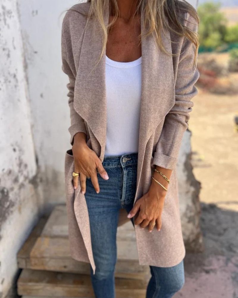 Damen Strickjacke im eleganten Cardigan-Stil in Aprikose