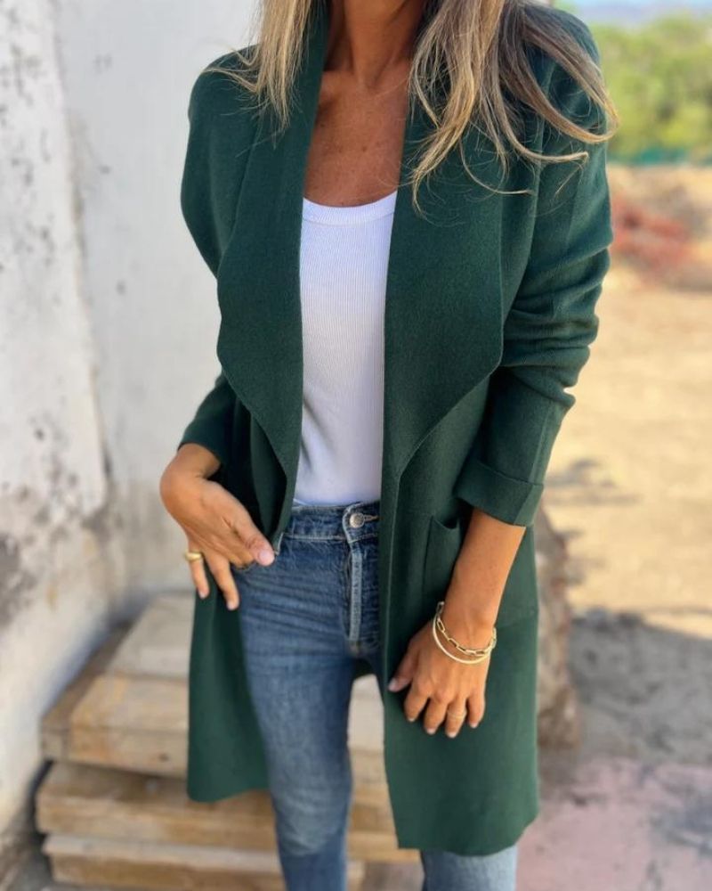 Damen Strickjacke im eleganten Cardigan-Stil in Dunkelgrün