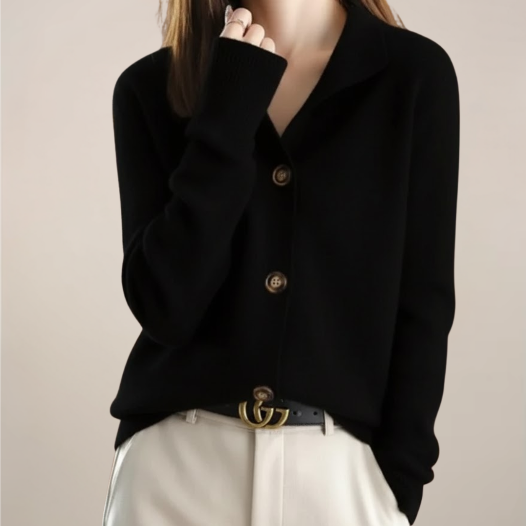 Damen Strickjacke im eleganten Stil für Übergangstage in Schwarz