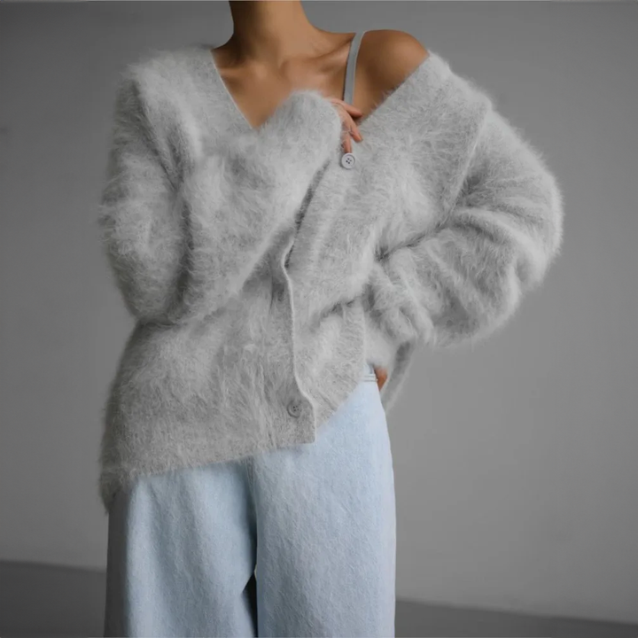Damen Strickjacke im klassischen Alltags-Stil in Grau