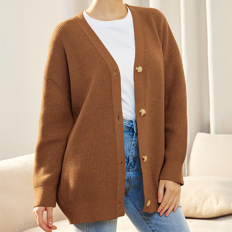 Damen Strickjacke im Oversized-Look für Herbst in Braun