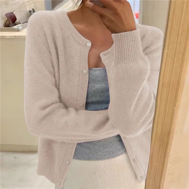 Damen Strickjacke im Relaxed-Fit für den Alltag in Beige