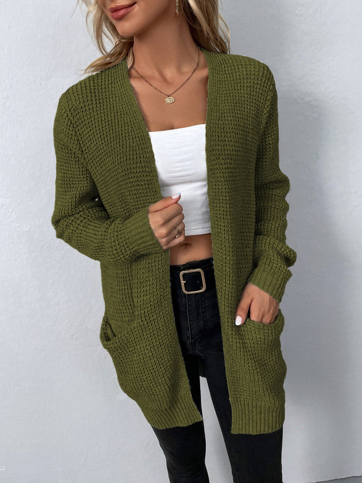 Damen Strickjacke im Relaxed-Fit für Herbst in Grün