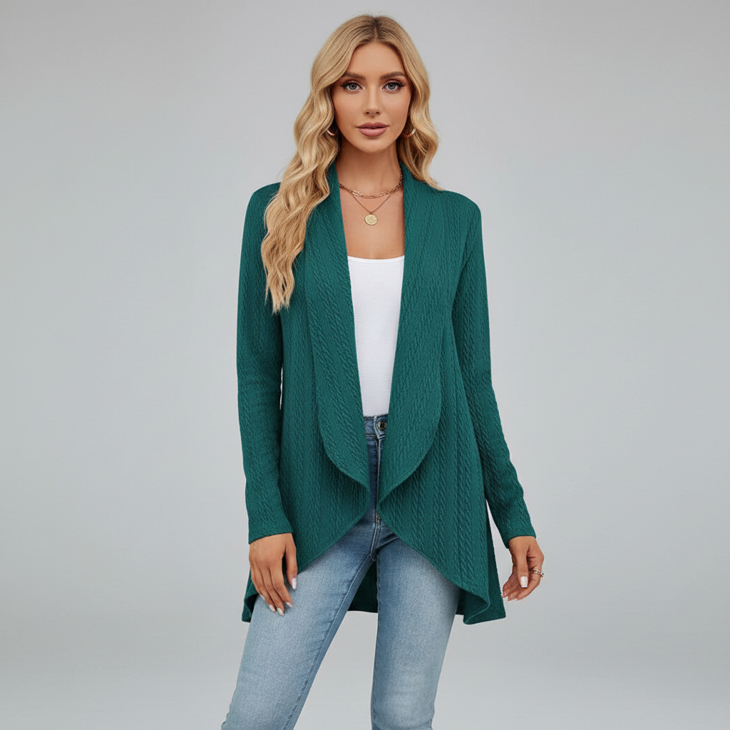 Damen Strickjacke in Hüftlänge mit lässiger Eleganz (2)