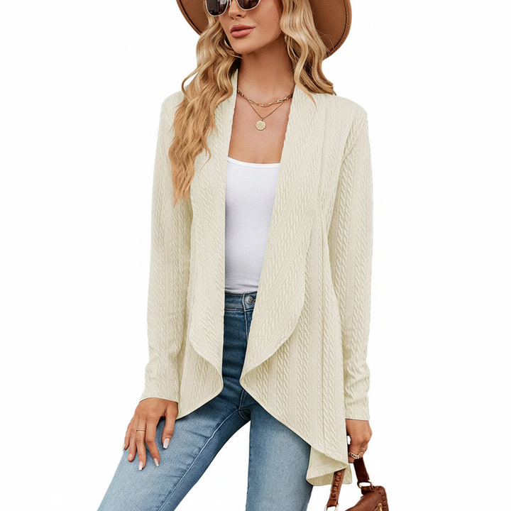 Damen Strickjacke in Hüftlänge mit lässiger Eleganz in Beige