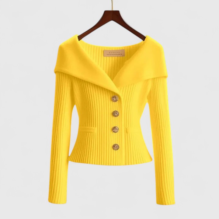 Damen Strickjacke in Klassischer Eleganz in Gelb