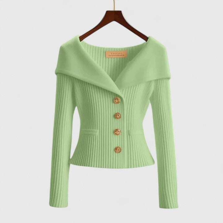 Damen Strickjacke in Klassischer Eleganz in Grün
