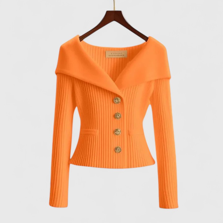 Damen Strickjacke in Klassischer Eleganz in Orange
