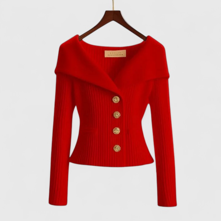 Damen Strickjacke in Klassischer Eleganz in Rot