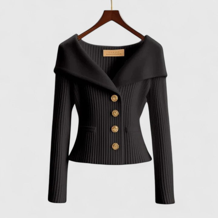 Damen Strickjacke in Klassischer Eleganz in Schwarz