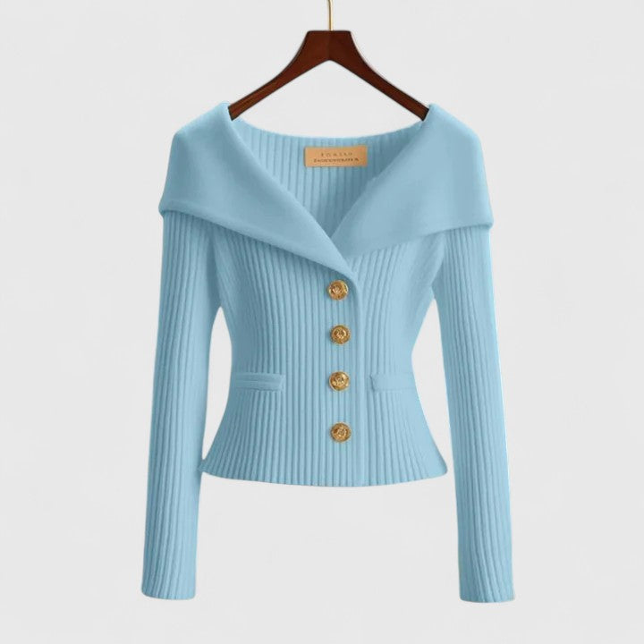 Damen Strickjacke in Klassischer Eleganz in Sky Blue
