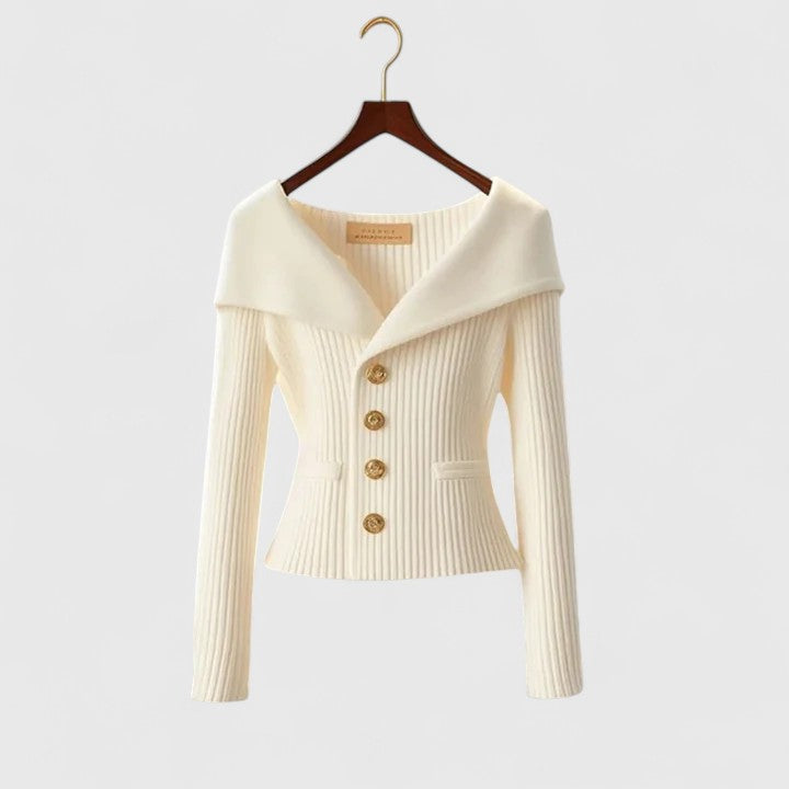 Damen Strickjacke in Klassischer Eleganz in Weiß