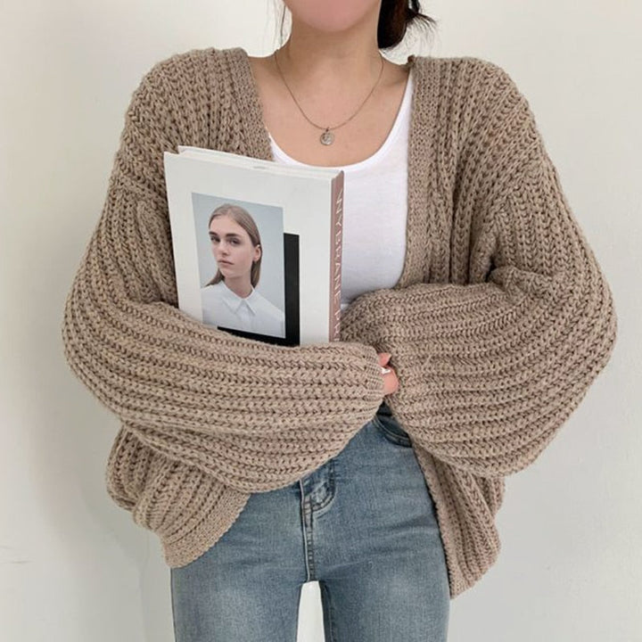 Damen Strickjacke in lässiger Passform für Herbst in Khaki